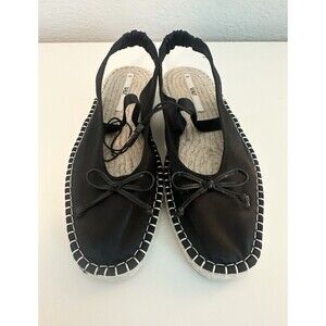 Women ZARA Black Satin Effect Slip-on Espadrilles Flat Mule Shoes US 9 EU 40 NEW